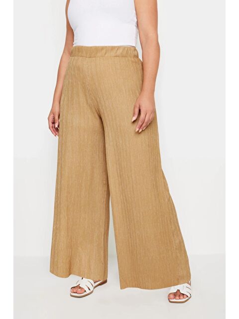 Stil Diva Büyük Beden Beli Lastikli Cepsiz Geniş Paça Pantolon - S000244351-29705