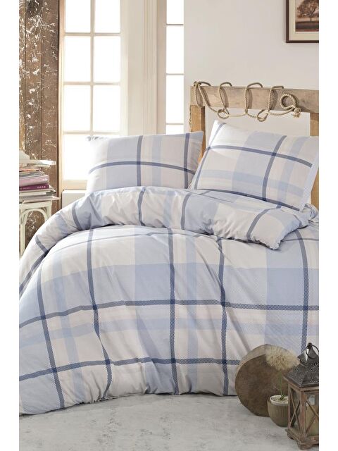 Çeyiz Diyarı Taç Kristal Sava Light Collection Çift Kişilik Nevresim Takımı Mavi - S000497373-17234