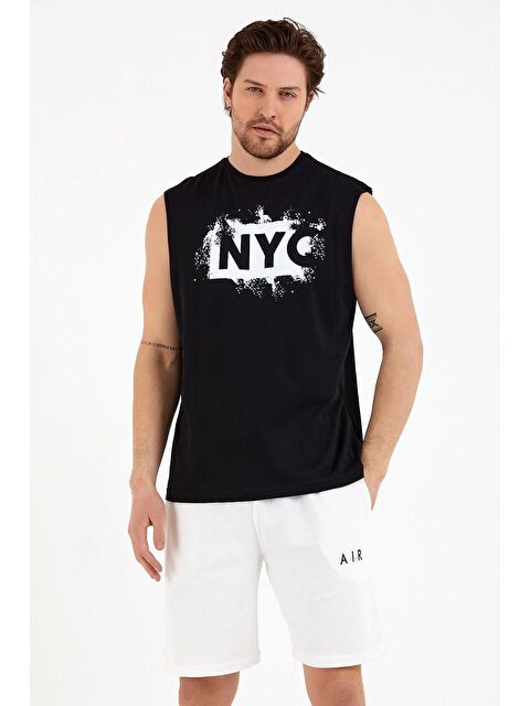 Süperlife Erkek Bisiklet Yaka Regular Fit NYC Kolsuz Tişört SPR22TS124 - S000013453-19351