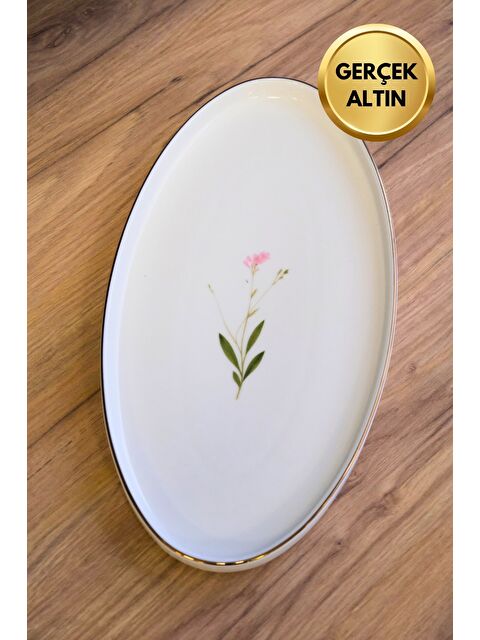 TABAK EVİ Porselen Natura Çuha Altın Yaldızlı Dik Yanaklı Kayık 32,50x17x2,50cm Tekli - S000487765-23173