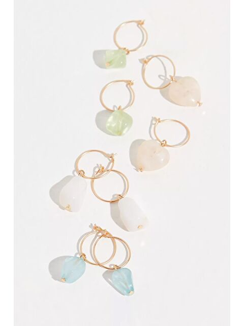 New Obsessions 8'li Doğal Kırık Taşlı Sunny Saç Küpesi Seti - S000161088-24085