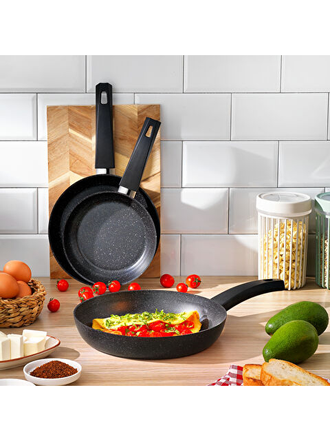 SCHAFER Black Stone 3 lü Tava Seti 18 Cm+22 Cm+26 Cm-Siyah - S000487776-19351