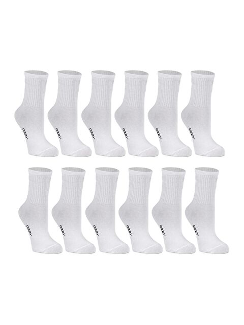 Ozzy Socks Kadın 12' Li Beyaz Çizgili Tenis Çorabı - S000131541-20063