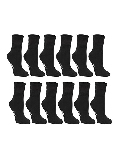 Ozzy Socks Kadın 12' Li Siyah Çizgili Tenis Çorabı - S000131541-19351