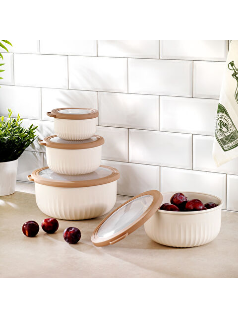 SCHAFER Ashley 4 lü Yuvarlak Saklama Kabı-Krem - S000487781-19966