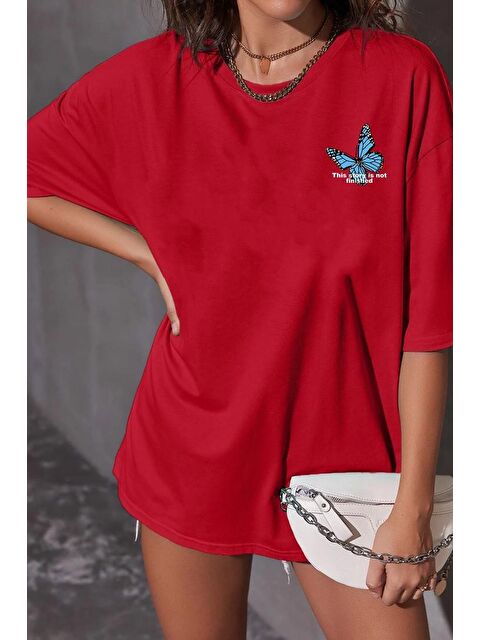 uyguntarz Unisex Kelebek Baskılı Tişört - S000240834-20045