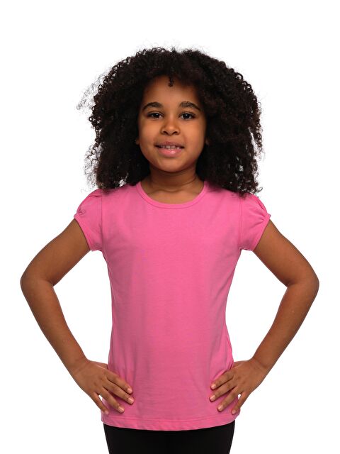Lovetti Şeker pembe Kız Çocuk Kısa Kollu Basıc Tişört - S000053701-20021