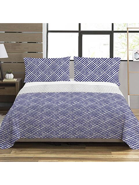 Evmila Modern Desen Çift Kişilik Baskılı Pike (200x220 Cm) Mavi - S000124187-23173