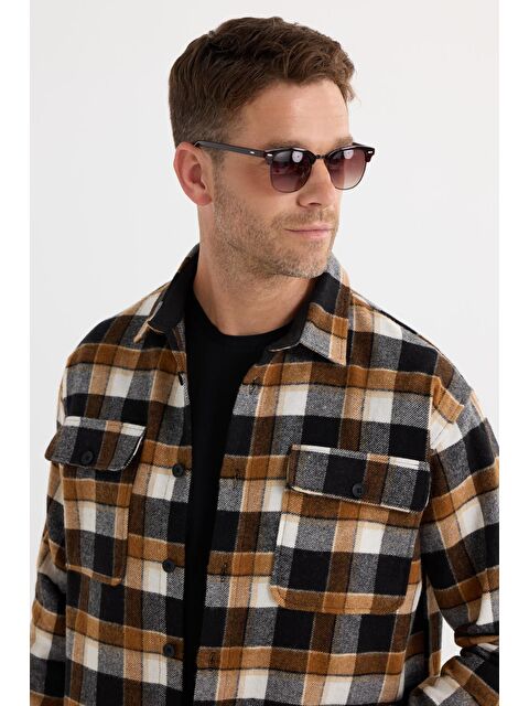 TUDORS Relax Fit Rahat Kesim Çift Cep Kapaklı Kışlık Oduncu Kareli Erkek Gömlek - S000493632-23173