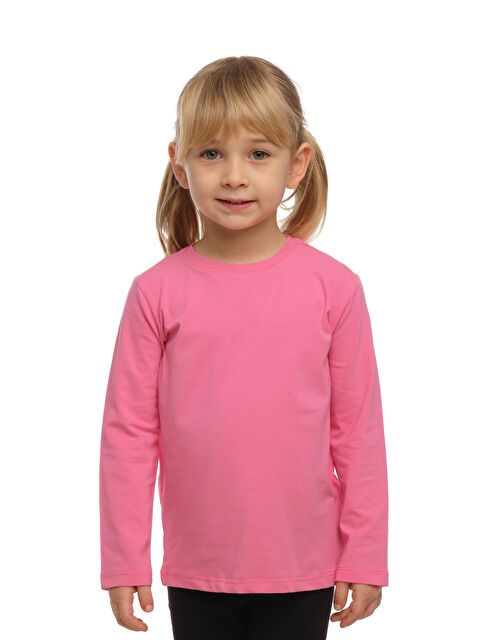 Lovetti Şeker pembe Unısex Sıfır Yaka Uzun Kollu Tişört - S000053556-20021