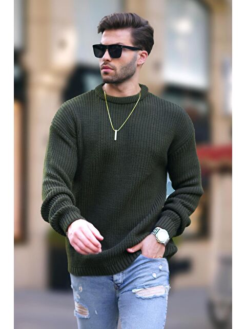 Madmext Haki Bisiklet Yaka Uzun Kollu Örme Kazak 7246 - S000232065-18547