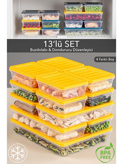 Meleni Home 13'lü Buzdolabı Organizer Mikrodalga Ve Difrize Uygun Saklama Kabı 1x2400ml-2x1170-2x1200ml-8x600ml - S000208743-20072