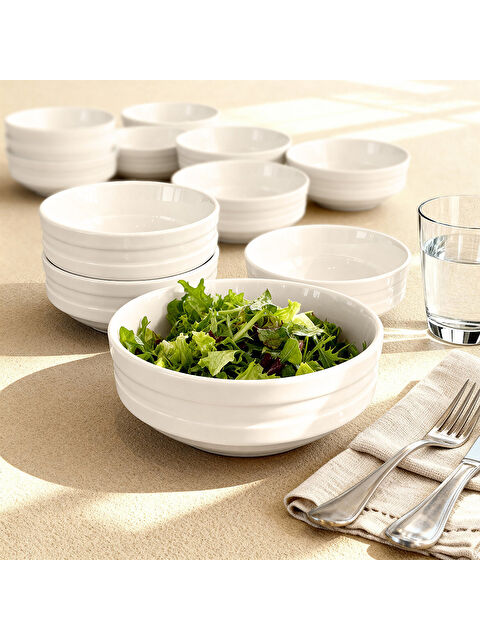 GÜRAL PORSELEN Lizbon 6 Adet 8 cm Porselen Joker Kase Seti - Krem