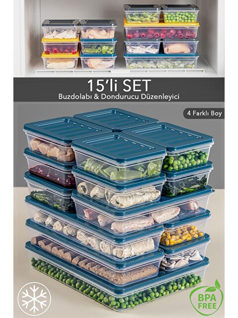 Meleni Home 15'li Buzdolabı Organizer Mikrodalga Ve Difrize Uygun Saklama Kabı 1x2400ml-4x1170-2x1200ml-8x600ml - S000208744-20019