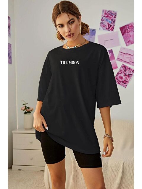 uyguntarz Unisex The Moon Baskılı T-shirt - S000240836-19351