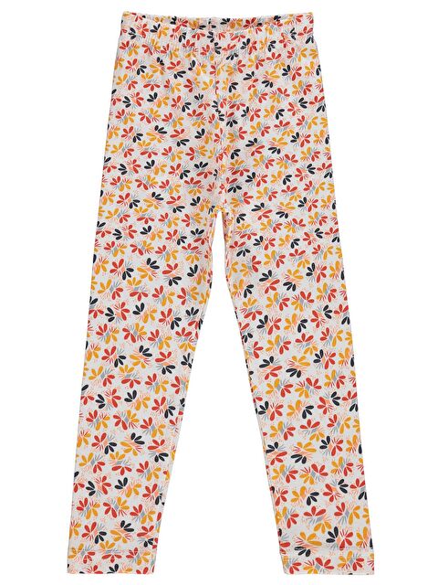 Civil Girls Çiçek Desenli 6-9 Yaş Tayt - Kırık Beyaz