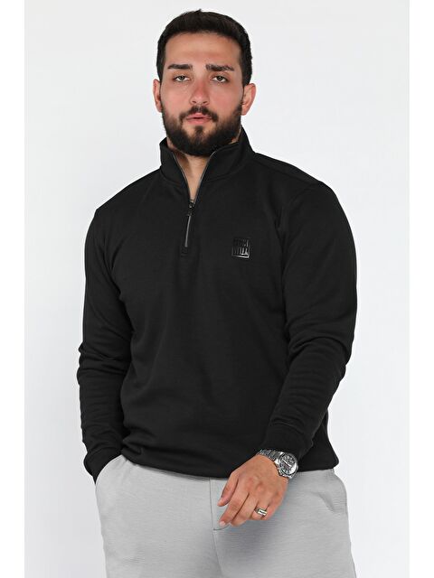 Mishar İtalia Erkek Dik Yaka Yarım Fermuarlı Amblem Detaylı Sweatshirt - S000469914-19351