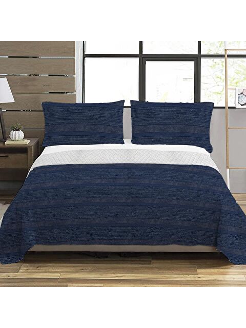 Evmila Modern Desen Çift Kişilik Baskılı Pike (200x220 Cm) Lacivert - S000124190-23173