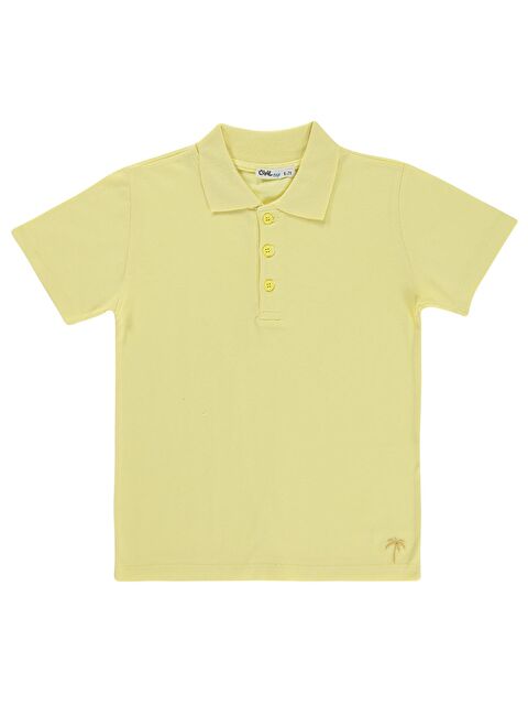 Civil Boys Erkek Çocuk Palmiye Nakışlı Polo Yaka 6-9 Yaş Tişört - Sarı