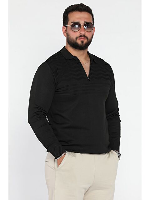 Mishar İtalia Yarım Fermuarlı Elastanlı Erkek Triko Kazak - S000469948-19351