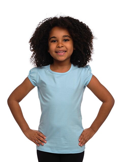 Lovetti Bebek Mavisi Kız Çocuk Kısa Kollu Basıc Tişört - S000053701-3642
