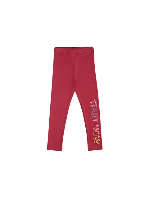 Lovetti Bordo Kız Çocuk Start Now Baskılı Şardonlu Tayt - S000126628-19951