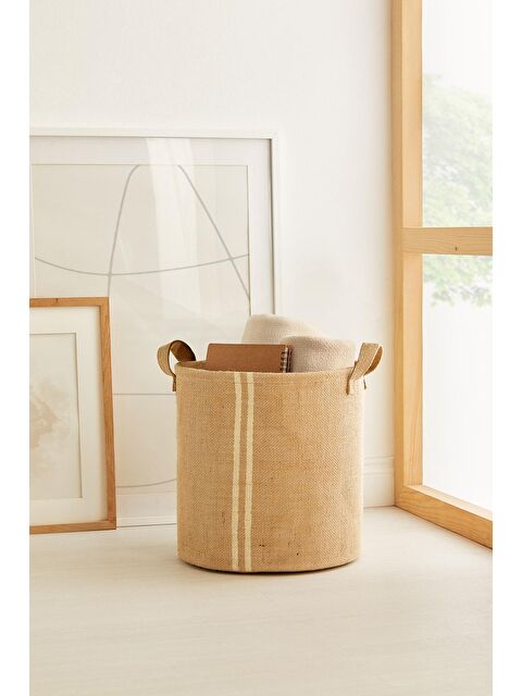 Ocean Home Textile Çizgili Jüt Sepet 30 x 31 cm - S000209486-19928
