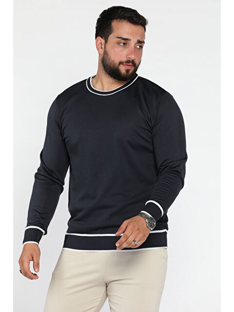 Mishar İtalia Bisiklet Yaka Çizgili Erkek Triko Kazak - S000469953-21164