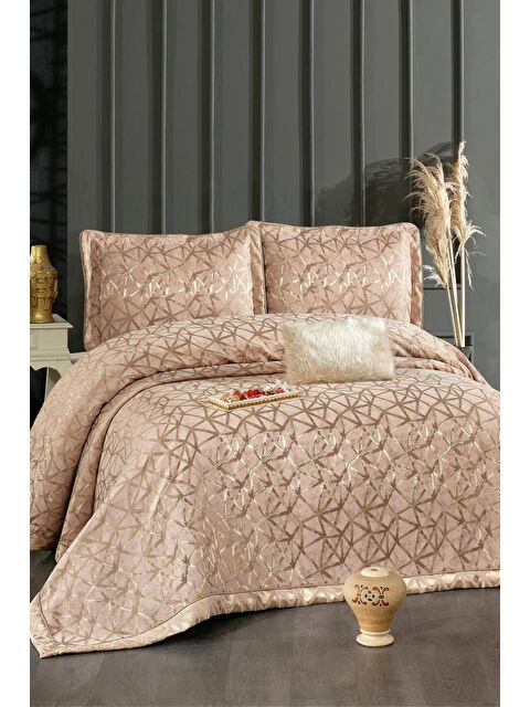 Çeyiz Diyarı Eliz Şönil Çift Kişilik Yatak Örtüsü 260x260 cm Cappucino