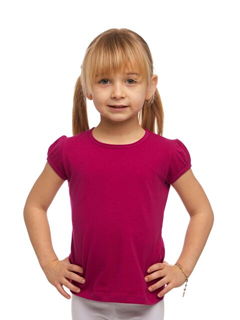 Lovetti Mürdüm Kız Çocuk Kısa Kollu Basıc Tişört - S000053701-20036