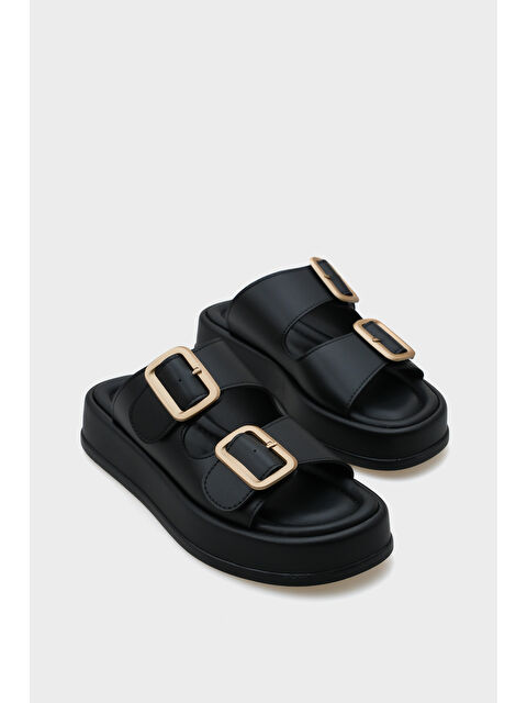 Capone Outfitters Marge Dolgu Topuklu Çift Bantlı Tokalı Kadın Terlik - S000251076-19351