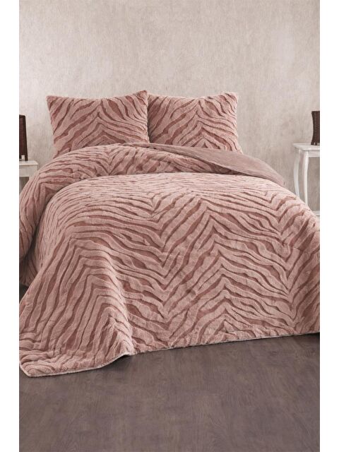 Çeyiz Diyarı Malaga Tavşan Tüyü Çift Kişilik Yatak Örtüsü 220x240 Kahve