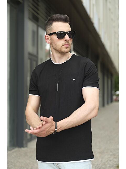 Oksit Koben Parça Kumaş Detaylı Erkek Slim Fit Tişört - S000124934-19351