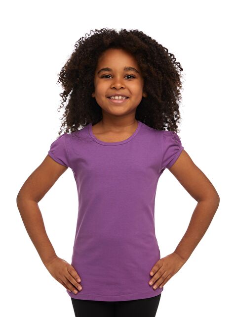 Lovetti Açık Mor Kız Çocuk Kısa Kollu Basıc Tişört - S000053701-20038