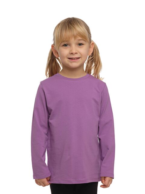 Lovetti Açık Mor Unısex Sıfır Yaka Uzun Kollu Tişört - S000053556-20038