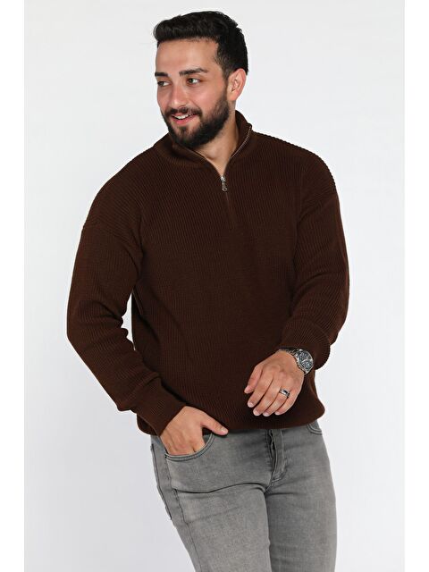 Mishar İtalia Dik Yaka Yarım Fermuarlı Erkek Triko Kazak - S000469955-19413