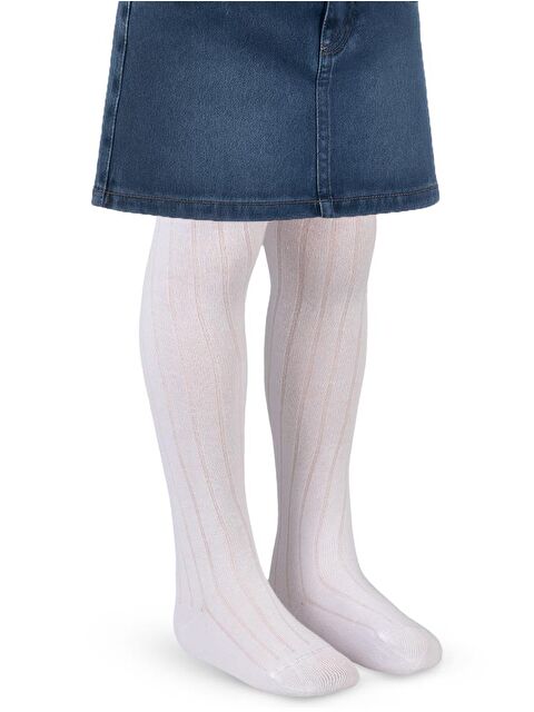 Civil Girls Derbili Düz 3-11 Yaş Külotlu Çorap - Beyaz 9-10 Yaş - S000198097-20063