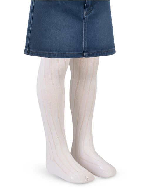 Civil Girls Derbili Düz 3-11 Yaş Külotlu Çorap - Ekru 5-6 Yaş - S000198097-19965