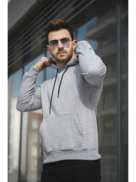 Oksit Janvier Üç İplik Şardonlu Fitted Kapüşonlu Basic  Erkek Hoodie - S000125228-20600