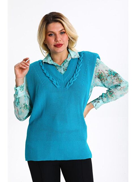 Rodi Kadın V Yaka Selanik Örgü Triko Süveter 009 - S000294162-20055