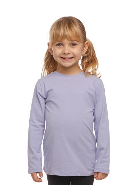 Lovetti Açık Lila Unısex Sıfır Yaka Uzun Kollu Tişört - S000053556-23370