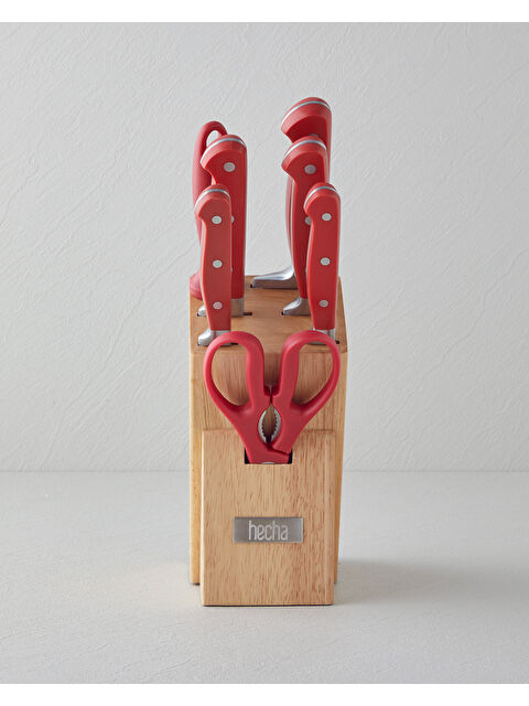 Hecha Master Paslanmaz Çelik 8 Parça Bıçak 34.5x34x33.5x24.5x21 cm Kırmızı - S000497429-20045