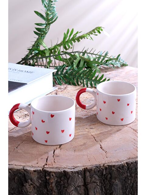 Znp Home Hearts | 2 Adet Seramik Kupa Fincan Bardak Mug Seramik Double Türk Kahve Fincanı - S000150752-20063