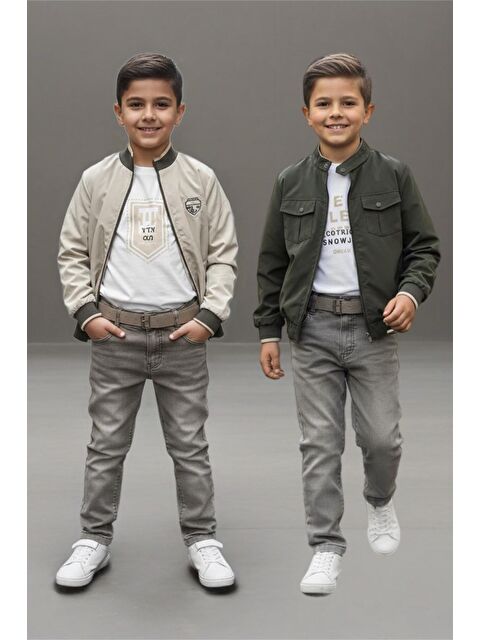 Pina Kids Erkek Çocuk Çift Taraflı Ceketli Penye Bluzlu Keten Pantolonlu Takım Elbise TKM1602 - S000487799-18547