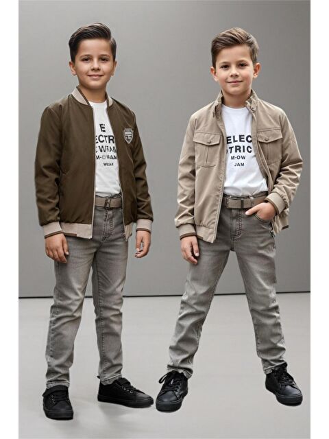 Pina Kids Erkek Çocuk Çift Taraflı Ceketli Penye Bluzlu Keten Pantolonlu Takım Elbise TKM1602 - S000487799-19928