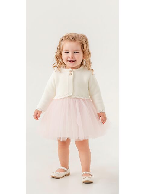 Mnk Baby & Kids Triko Bolerolu Kız Bebek Elbise M00772 - S000487801-20024