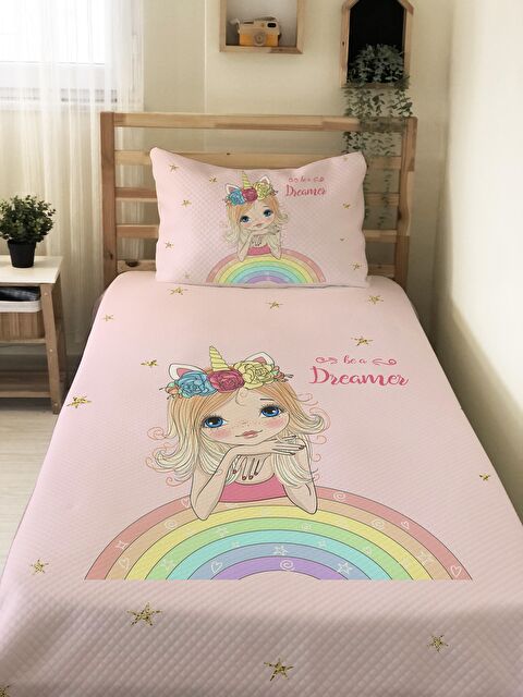 Evmila Desenli Soft Baskılı Tek Kişilik 160x220 Cm Pike- Pembe - S000128660-23173