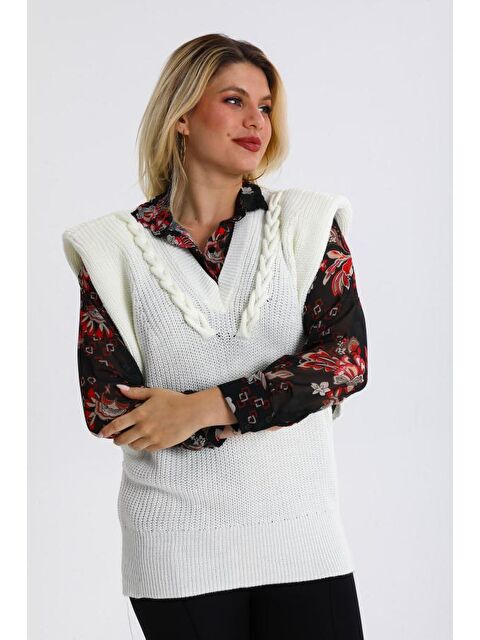 Rodi Kadın V Yaka Selanik Örgü Triko Süveter 009 - S000294162-19965