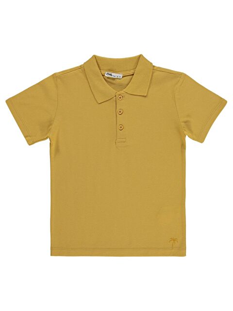 Civil Boys Erkek Çocuk Palmiye Nakışlı Polo Yaka 6-9 Yaş Tişört - Hardal