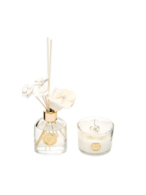 Missi 130 ml Oud Vanilya Oda Kokusu ve Çiçek Dekorlu Kokulu Vegan Mum Seti - S000292309-19965
